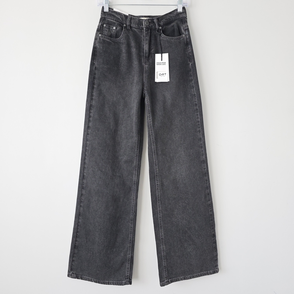 Oat New York Wide Leg Jeans - Washed Black